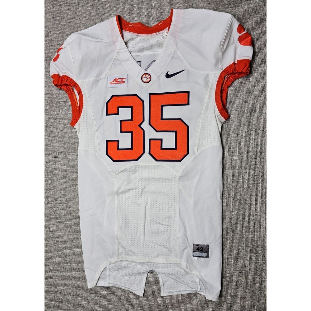 Clemson Tigers Football Jersey Mens 42 L White Game Worn Team Issued Nike #35